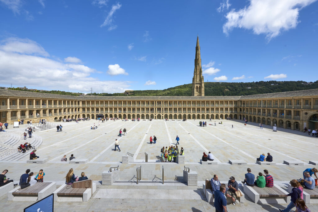 Wide angle shot of the Piece Hall
