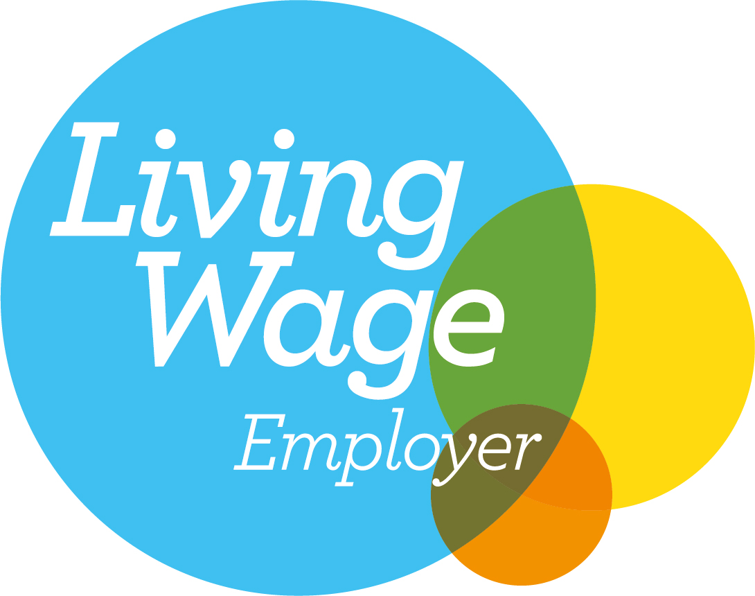 Virtual badge showing that we are now a Living Wage employer.